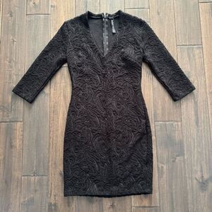 Design Lab Black Deep V-Neck Bodycon Dress S